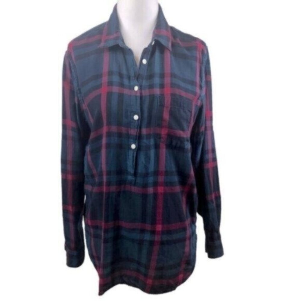 Gap Green Plaid Cotton Button Down Shirt Medium
